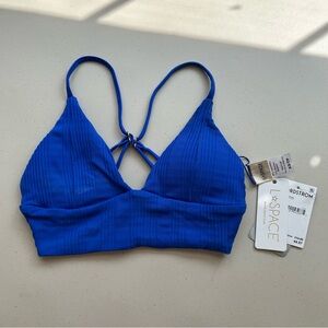 L Space Bikini Tops Womens XS Royal Blue Ribbed Swimwear Padded New